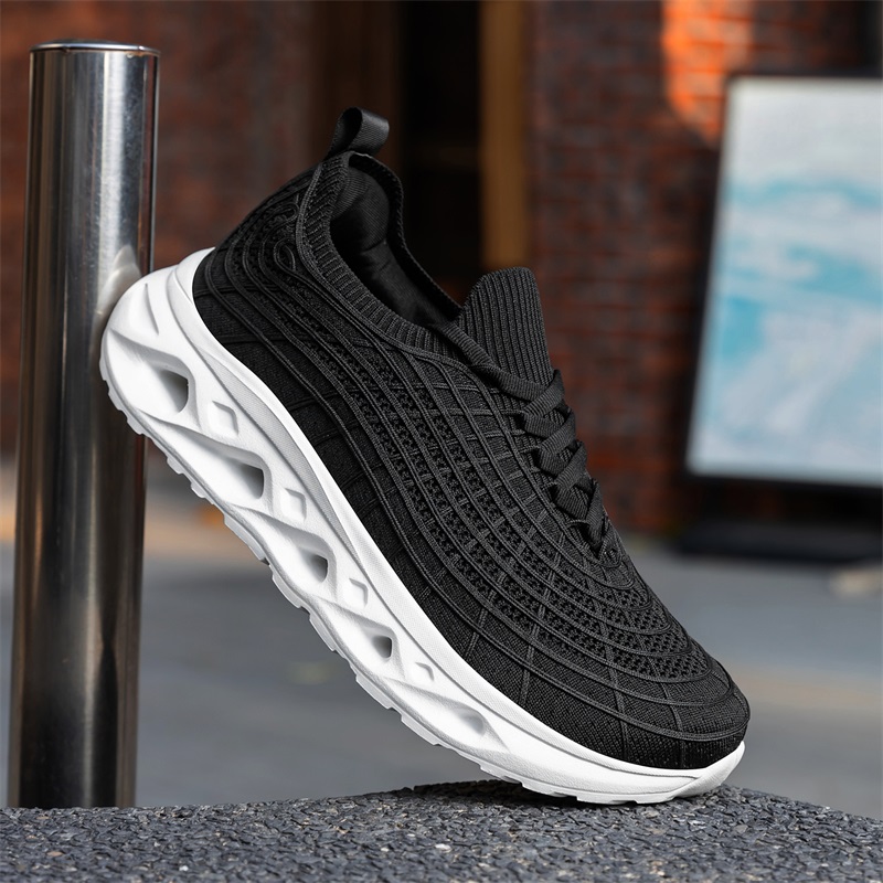 Men Wide Toe Box Diabetic Walk - Knit Fabric Lace Up Sneakers 评论和价格