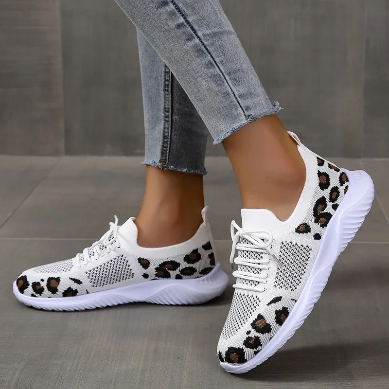 New Summer Women's Knitted Mes - Knit Fabric Lace Up Sneakers 评论和价格