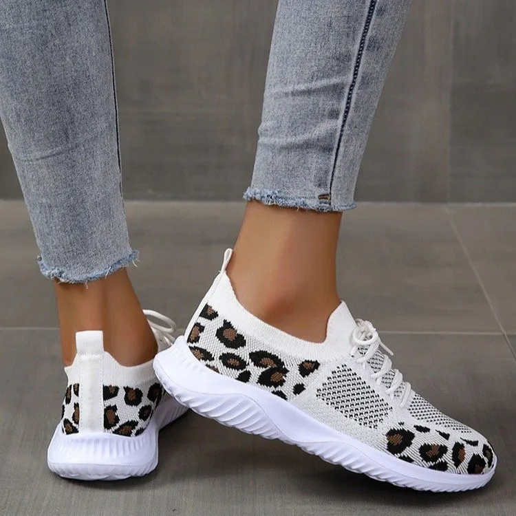 New Summer Women's Knitted Mes - Knit Fabric Lace Up Sneakers 评论和价格
