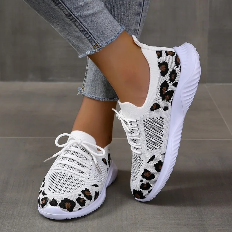 New Summer Women's Knitted Mes - Knit Fabric Lace Up Sneakers 评论和价格